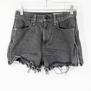 Rag & Bone Maya High-Rise Denim Shorts in Shadow Side Zippers